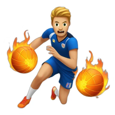 Handball player through fire ball sticker