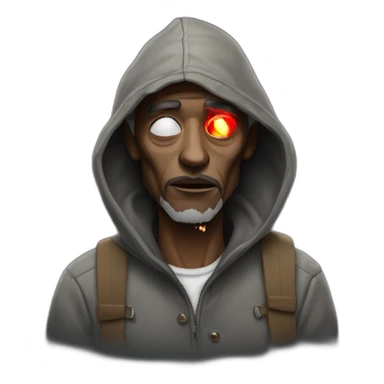 Homeless man with red eye whites smoking sticker