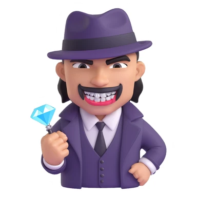gangster character with teeth covered in diamonds, tough expression, urban style sticker