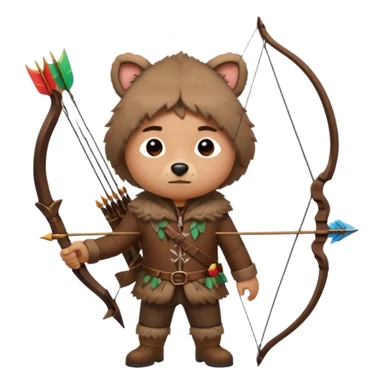 The classic hunter image with a bow and arrow on his back, dressed in brown with some animal made decorations sticker