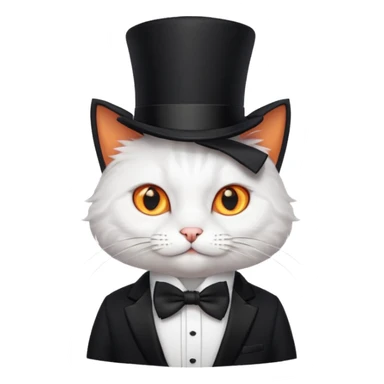 Um gato com gravata borboleta e usando uma Cartola sticker