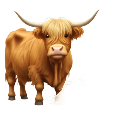 Highland cow with horns eating hay sticker