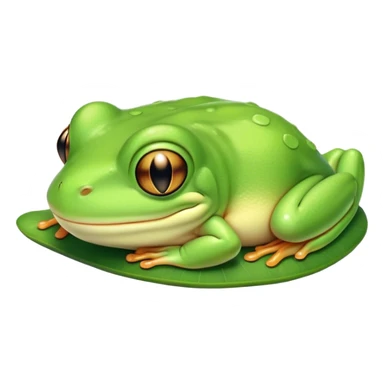 Meme-Worthy Cute Sleeping Green Tree Frog Portrait Emoji, Head resting peacefully with a contented smile, showcasing a compact, vividly green body with softly closed, serene eyes, Simplified yet adorably endearing features, highly detailed, glowing with a soft, drowsy jungle light, high shine, relaxed and utterly lovable, stylized with an air of playful laziness, soft glowing outline, capturing the essence of a sleeping green tree frog that feels destined to become the next viral icon of adorable rest! sticker