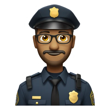 Un chico con piel blanca con barba con lentes y vestido de policia sticker