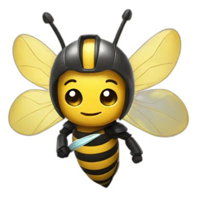 a bee with the cloud buster sword sticker