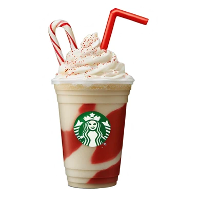 Peppermint Starbucks Frappuccino with one straw and red pieces in the drink sticker