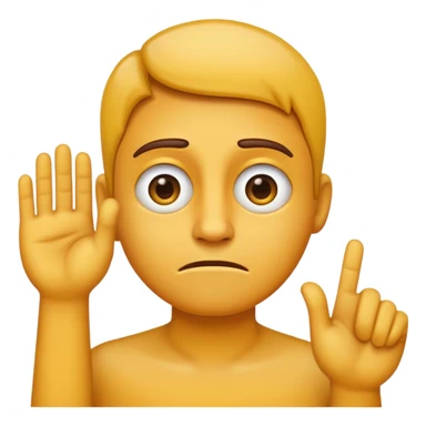 A straight face emoji with a slight look of disgust, a horizontal hand where the neck would be. All yellow sticker