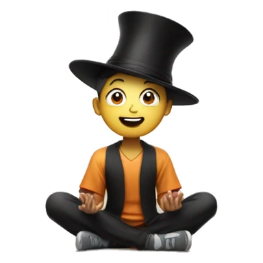 A happy kid meditating with a magician hat sticker
