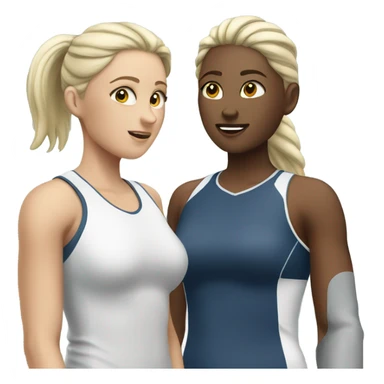 2 white skin woman in sportswear talking to eachother sticker