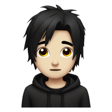 Emo boy with black hair sad and tear  sticker