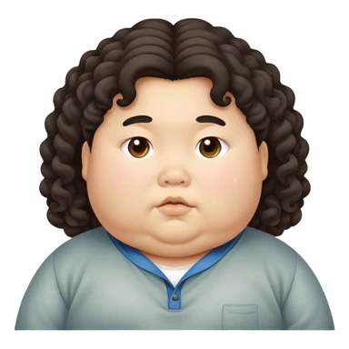Fat asain kid with long curly hair sticker