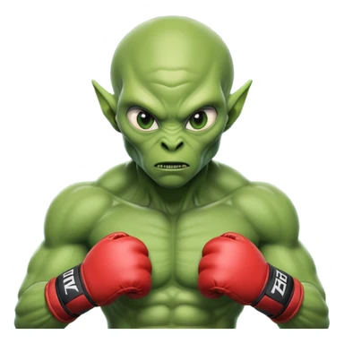 alien MMA fighter portrait, head and shoulders only, green skin, MMA gloves, focused intense expression, muscular alien build, 3D cartoon, mobile game icon style, clean background, no text, no watermark
 sticker