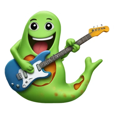 Happy slimy slug playing electric guitar sticker