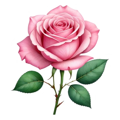 "A single pink rose with a delicate ribbon tied around its stem, soft and elegant watercolor style." sticker