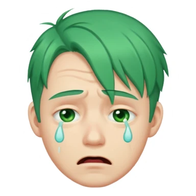 man crying with green hair sticker