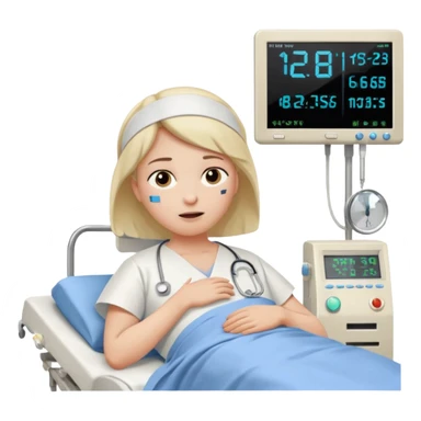 a PATIENT waking up before a surgery sleeping. And ONLY ONE monitor with vitals and numbers sticker