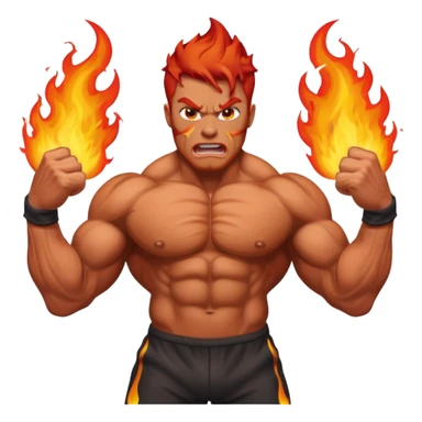 burning angry bodybuilder red haired man sticker