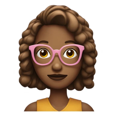 chica trigueña con lentes pelo oscuro y celular en la mano sticker