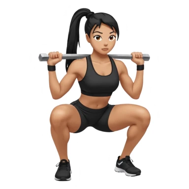 Women with long black ponytail doing a squat sticker