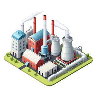 Isometric sugar factory, no people  sticker