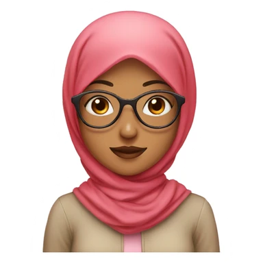 Hijab girl with squared glasses and red hearts around her  sticker