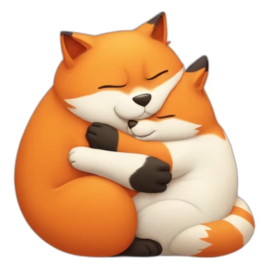 fat cat hugs little fox sticker