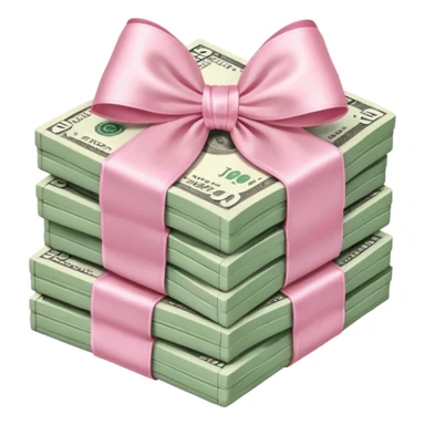 stack of realistic money with light pink bow around it sticker