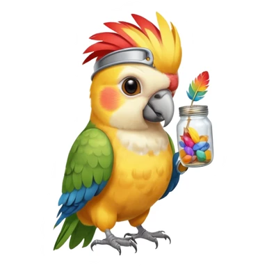 cockatiel parrot bird holding mason jar sticker