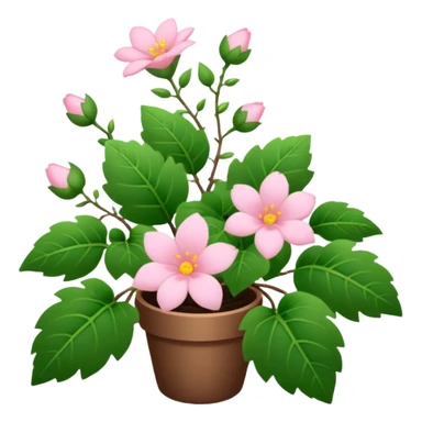 Aesthetic flowers and plants growing from the ground in colours of soft pink matching the deep green leaves (to describe/match with the word flourish) more of a wild bush or vine  sticker