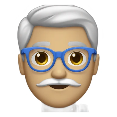 cara de hombre blanco con barba blancay lentes azules redondos, cejas café, sorprendido sticker