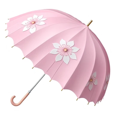 A beautiful pretty cute pastel pink and white umbrella-parasol with sakura patterns and white frills sticker