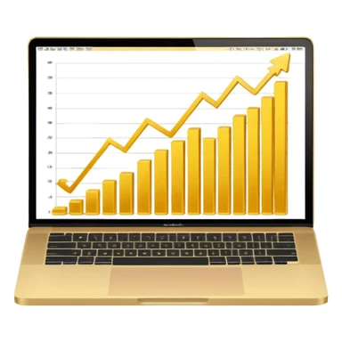 golden increasing chart on mac book screen sticker
