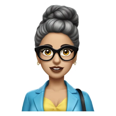 Lady gaga blue eyes black glasses realistic updo holding handbag  sticker