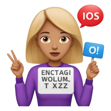 a woman is talking and English letters are coming out sticker