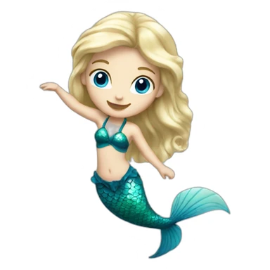 very young white blonde mermaid with blue eyes dancing sticker