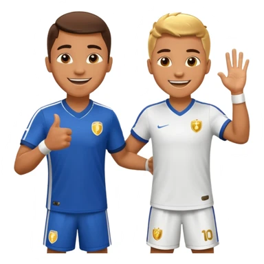 Soccer player celebrating with coach handshake under bright stadium lights, golden lighting, energetic, cinematic, realistic sticker