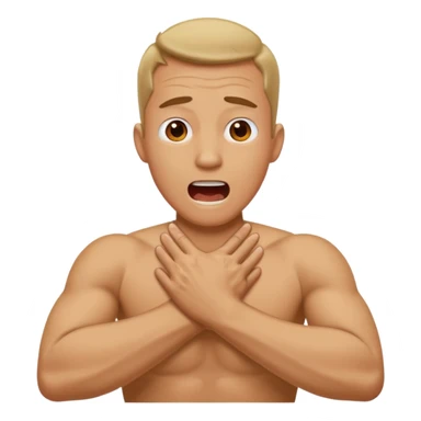 Man with crosses arms holding neck screaming  sticker