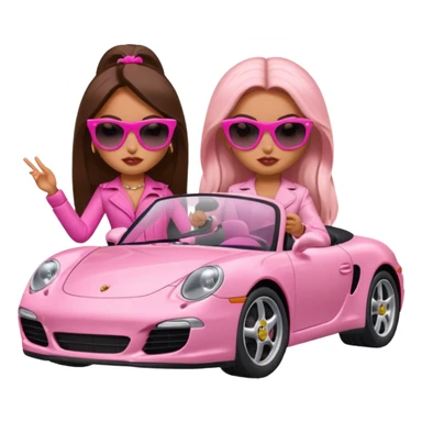 two bratz baddies in a pink porsche sticker