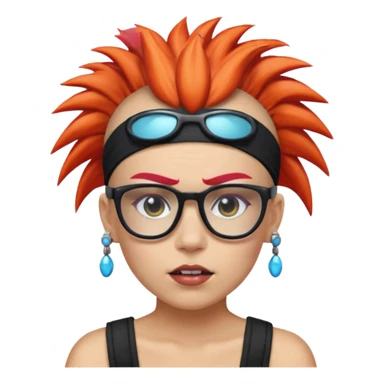 extreme mohawk person face headband glassess excessive makeup glowing hair sticker
