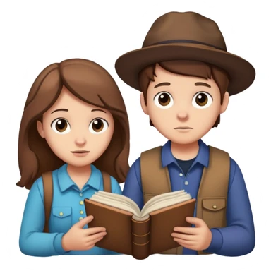 Dipper and Mabel Pines with a mystery journal, Gravity Falls, cartoon style sticker