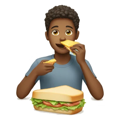Boy eating sandwich on the table sticker