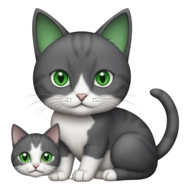 2 different coloured small cats including a dark grey and white and a completely solid dark grey with green eyes and only white paws sticker