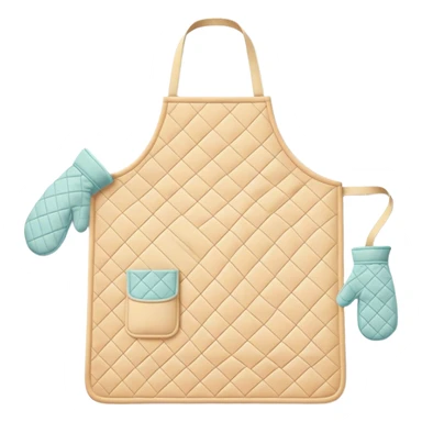 Cinematic Realistic Apron & Oven Mitts, a neatly folded soft pastel apron with subtle fabric textures, resting next to thickly padded oven mitts with a quilted pattern, warm golden kitchen lighting reflecting off the fabrics, evoking a sense of homely warmth and culinary creativity. sticker