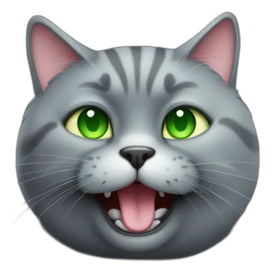dark grey fat cat with green eyes happy sticker