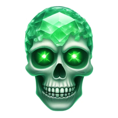  Crystalized transparent skull with glowing green eyes sticker