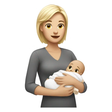 white mom holding white baby sticker