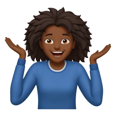 Baiza Ethiopian, dark hair Oldest but immature, no filter, funny Pose: laughing wildly, arms flailing age 21 sticker