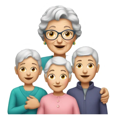 granny with kids sticker