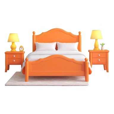 planned furniture, isometric view, bedroom set, bed, nightstand, lamp, playful colors sticker