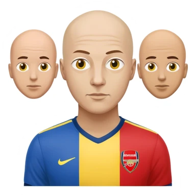 Bald Arsenal fan in red and white and bald Brøndby fan in yellow and blue sticker